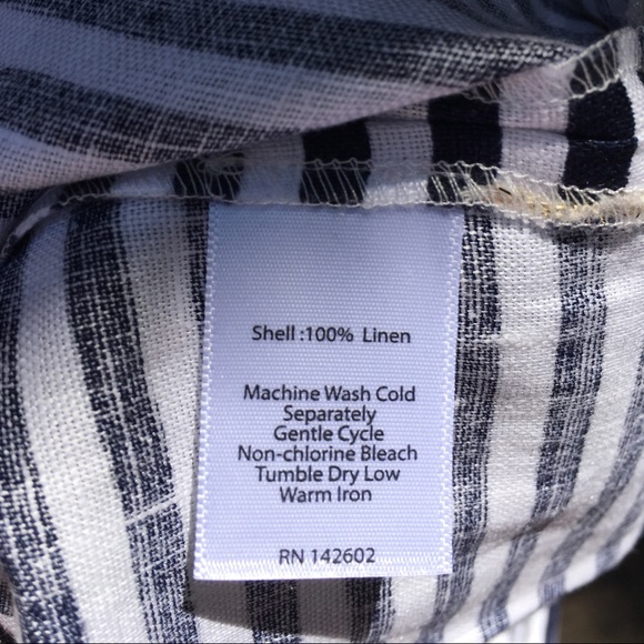 Sail To Sable Gold Navy White Linen Tunic Dress - Picture 4 of 6